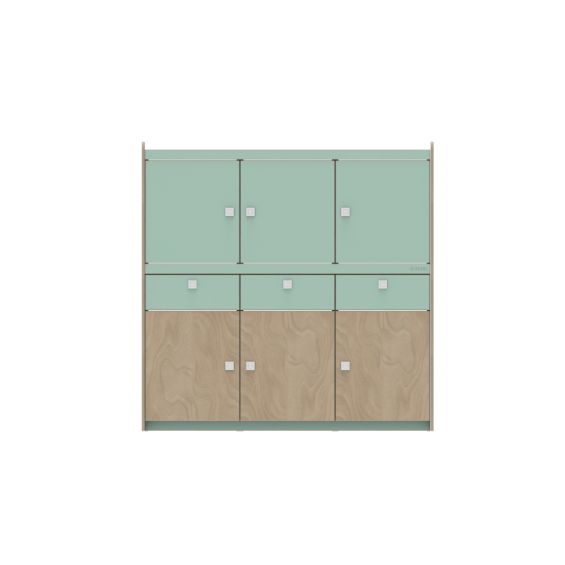 TRIO 6 - Placard de rangement avec 6 portes et 3 tiroirs - LONGBOARD