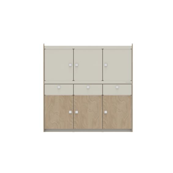 TRIO 6 - Placard de rangement avec 6 portes et 3 tiroirs - LONGBOARD